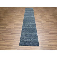 2'7"x10'2" Blue Kohinoor Herat Repetitive Pattern Hand Knotted Wool Runner Rug