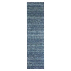 2'7"x10'2" Blue Kohinoor Herat Repetitive Pattern Hand Knotted Wool Runner Rug