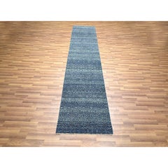 2'7"x10'2" Blue Tone On Tone Kohinoor Herat Pattern Hand Knotted Wool Runner Rug