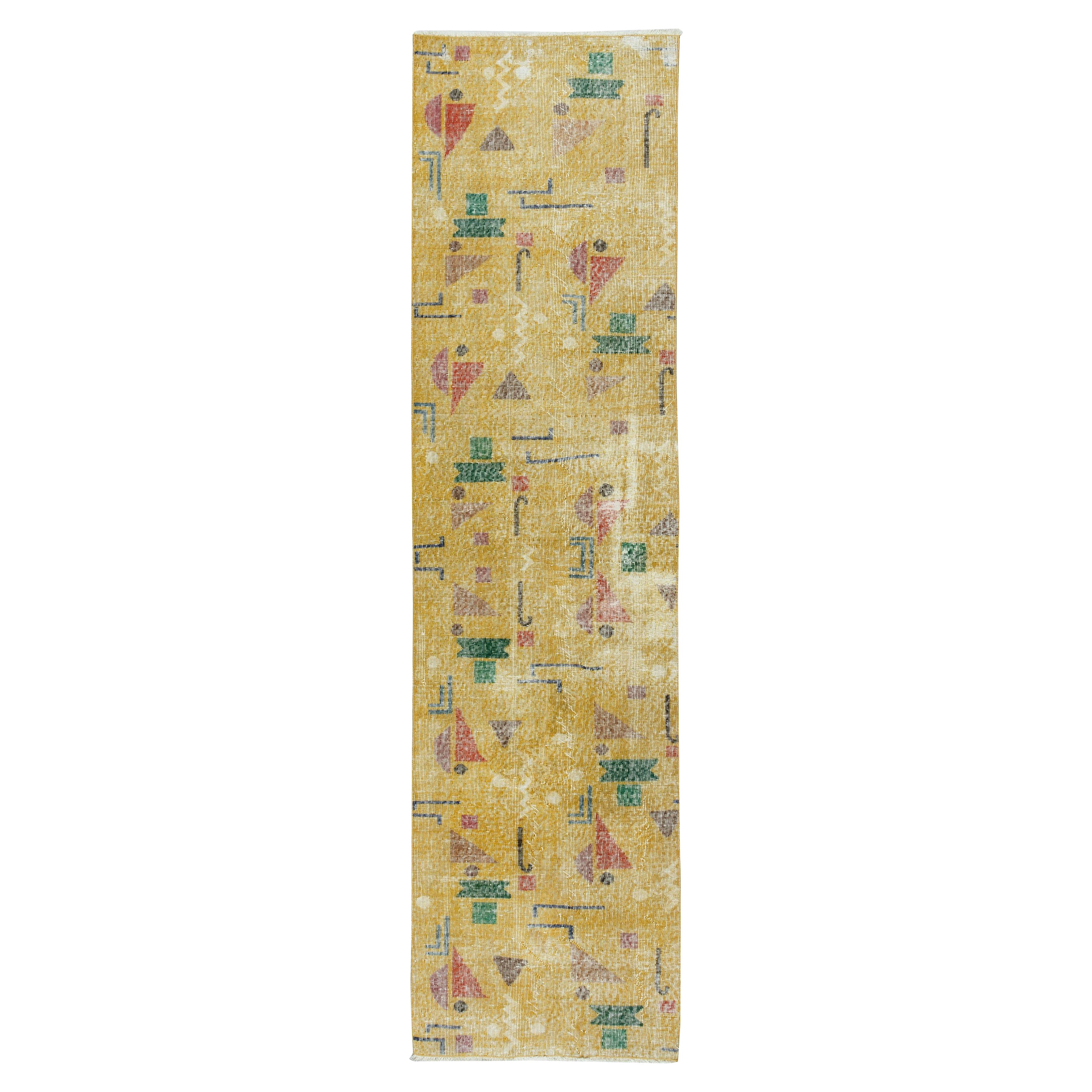 2.7x10.2 Ft One of a pair of Rare Rug Runners designed by late Artist Zeki Muren