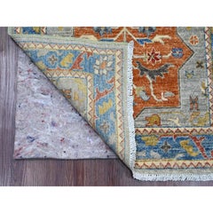 2'7"x10'2" Gray Peshawar Caucasian Akstafa Design Hand Knotted Wool Runner Rug