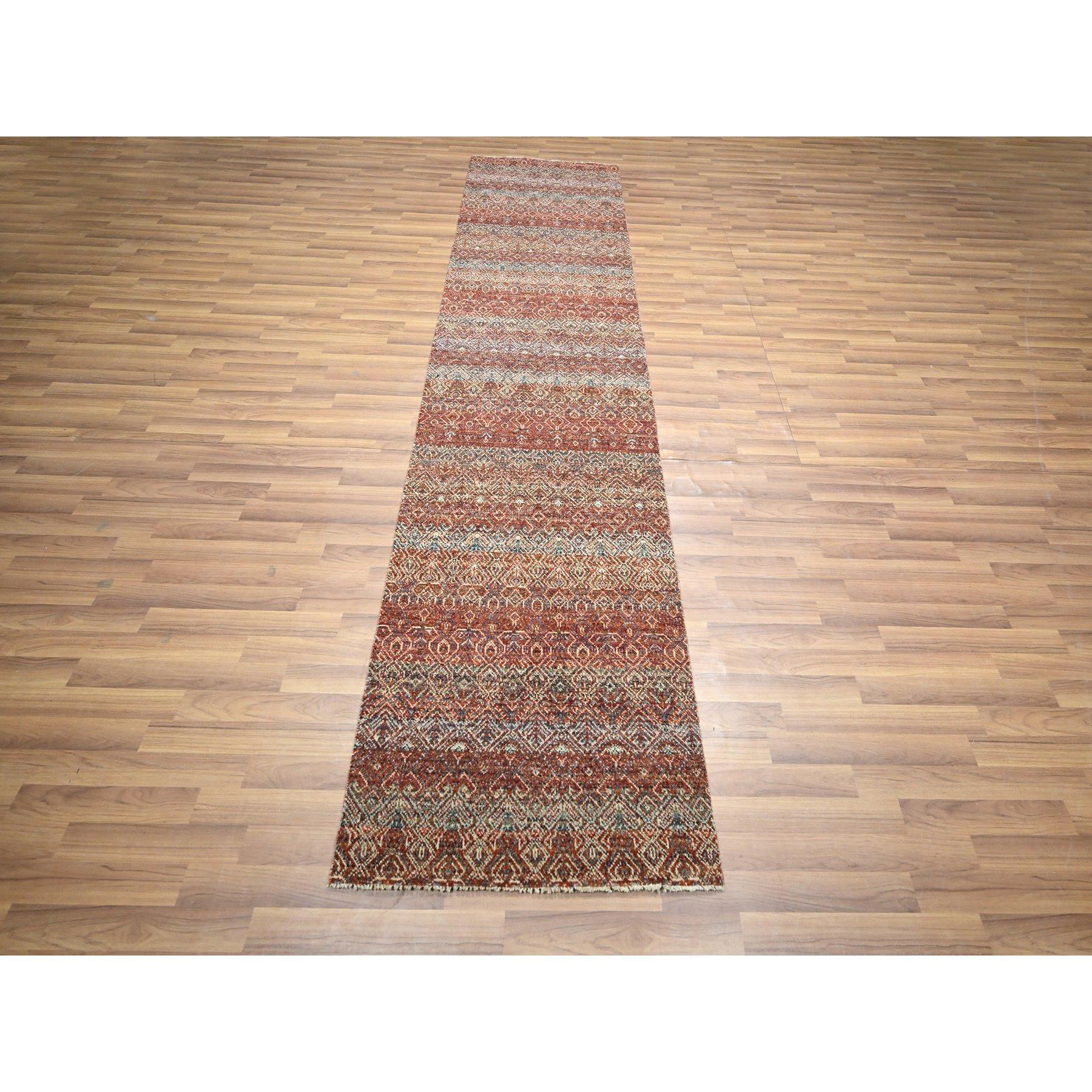 Clay Red, Kohinoor Herat with Small Geometric Repetitive Diamond Pattern, Soft Wool, Tone On Tone, Hand Knotted, Runner, Oriental Rug
Primary materials: Wool
Latex: No Pile 
height: 0.25 Inches
Style: Contemporary
Primary color: Red
Secondary