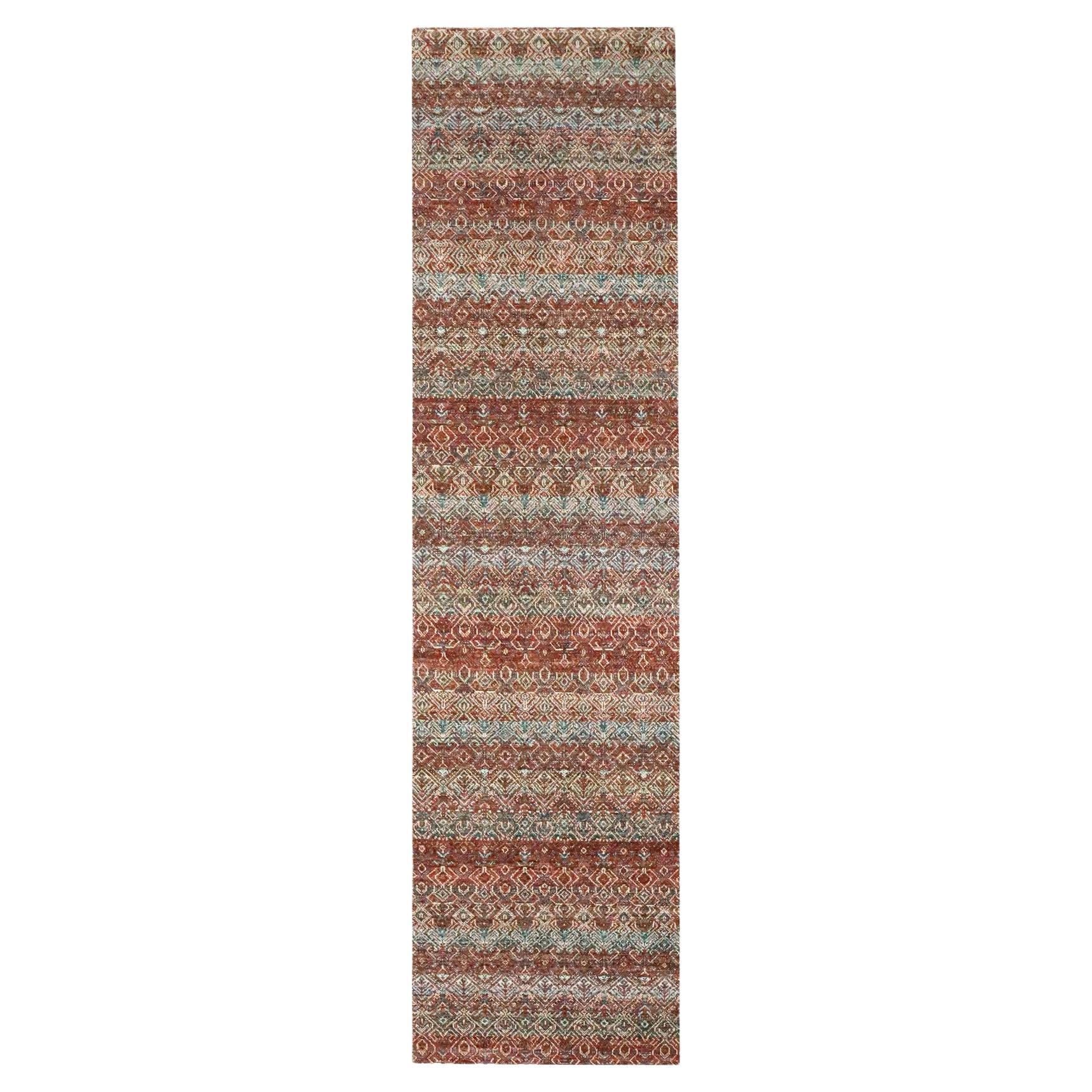 2'7"x10'2" Red Kohinoor Herat Repetitive Pattern Hand Knotted All Wool Runner Ru For Sale