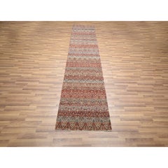 2'7"x10'2" Red Kohinoor Herat Repetitive Pattern Hand Knotted Wool Runner Rug