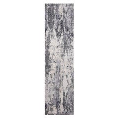 2'7 "x10'3" Charcoal Gray Wolle und Seide Denser Weave Hand Knotted Runner Rug