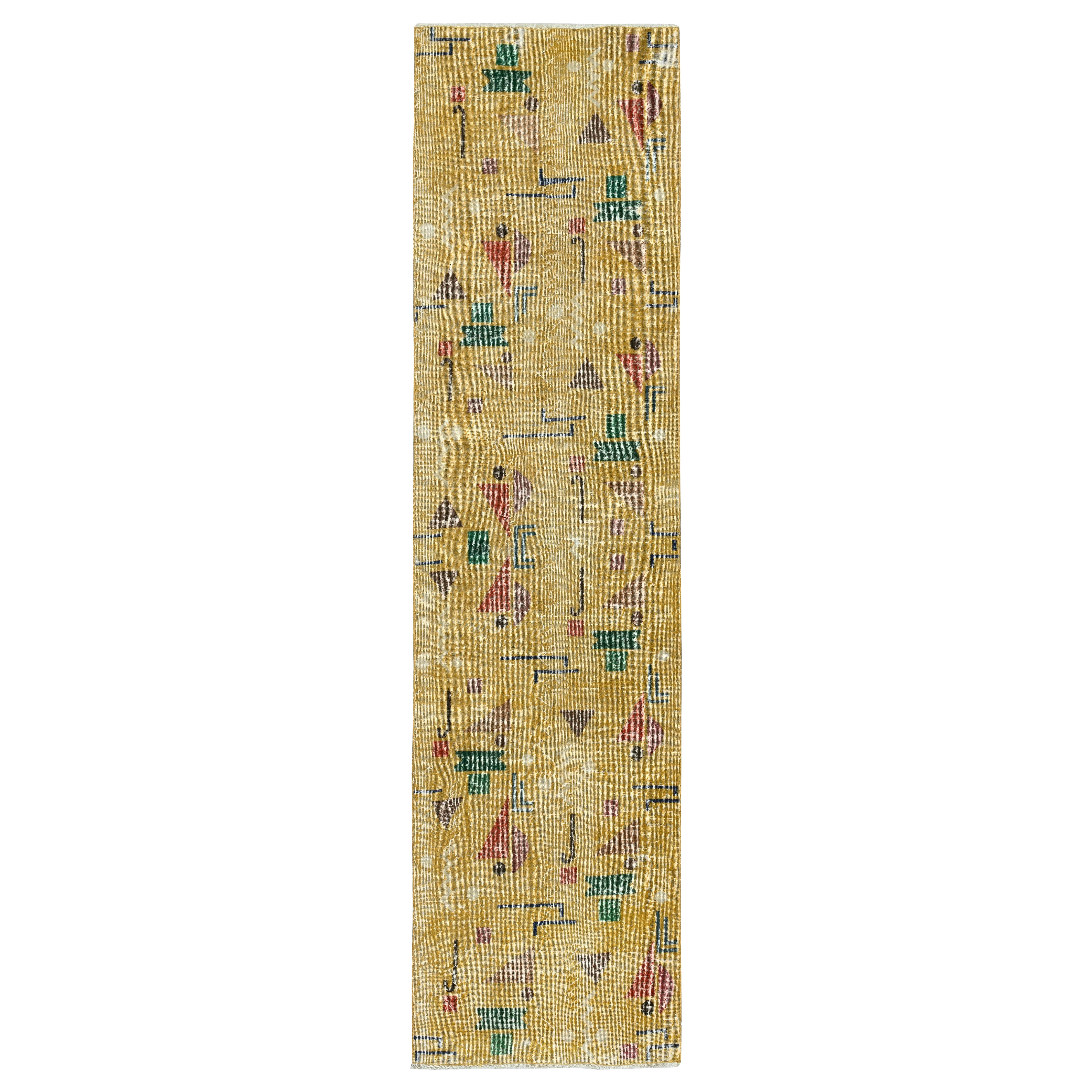 2.7x10.4 Ft One of a pair of Rare Rug Runners designed by late Artist Zeki Muren For Sale