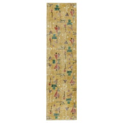 2.7x10.4 Ft One of a pair of Rare Rug Runners designed by late Artist Zeki Muren