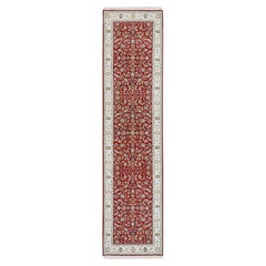 2'7"x10'5" Cherry Red, Hand Knotted Nain Design, 250 KPSI Soft Wool Runner Rug