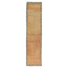 2.7x10.7 Ft Vintage Hand-knotted Turkish Wool Runner Rug in Burnt Orange