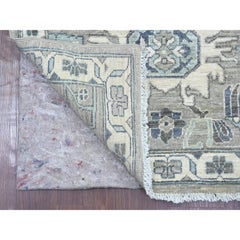 2'7"x10'8" Gray Peshawar with Heriz All Over Design Hand Knotted Wool Runner Rug