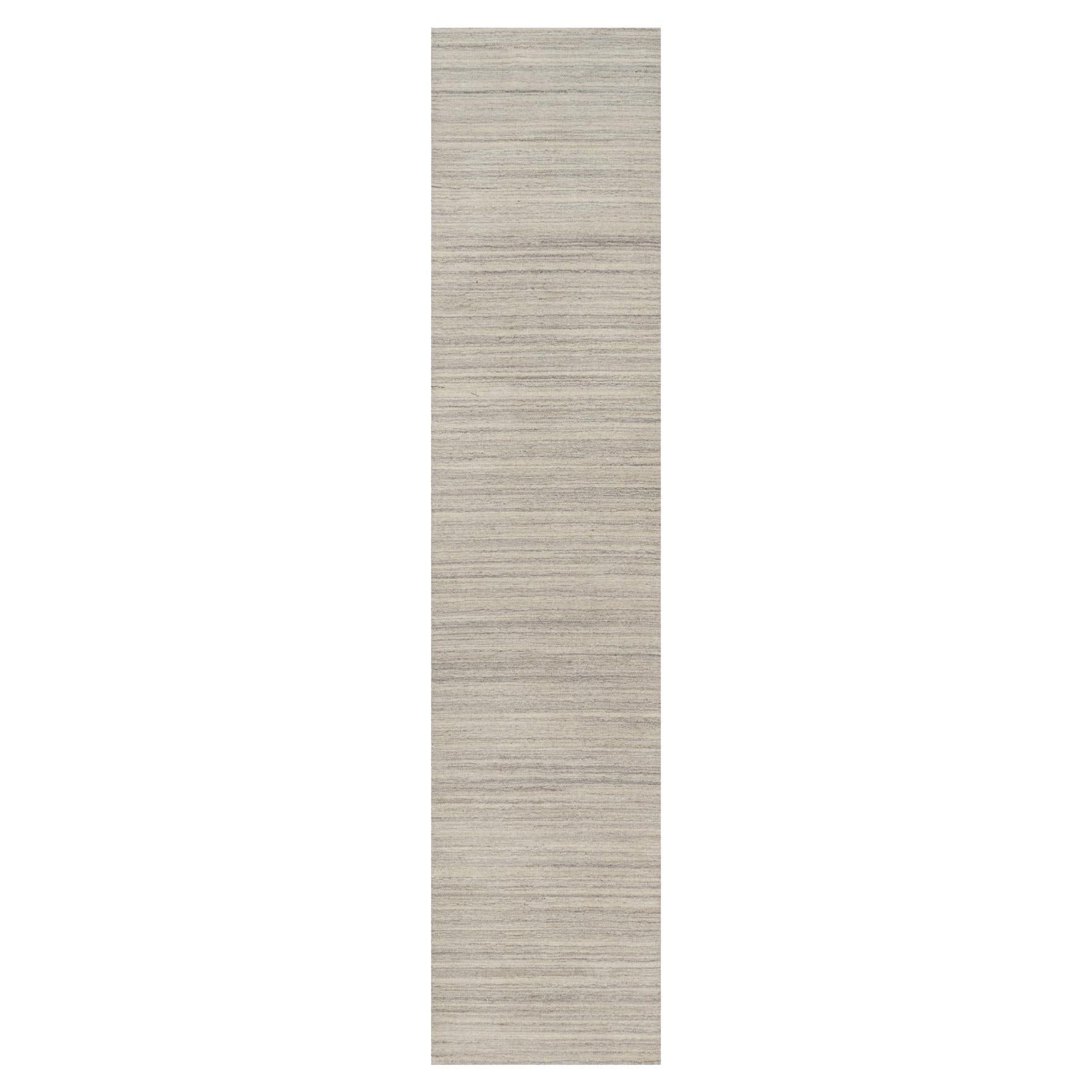 2
7 "x11
10" Elfenbein Plain Modern Design Undyed Pure Wool Hand Loomed Runner Rug