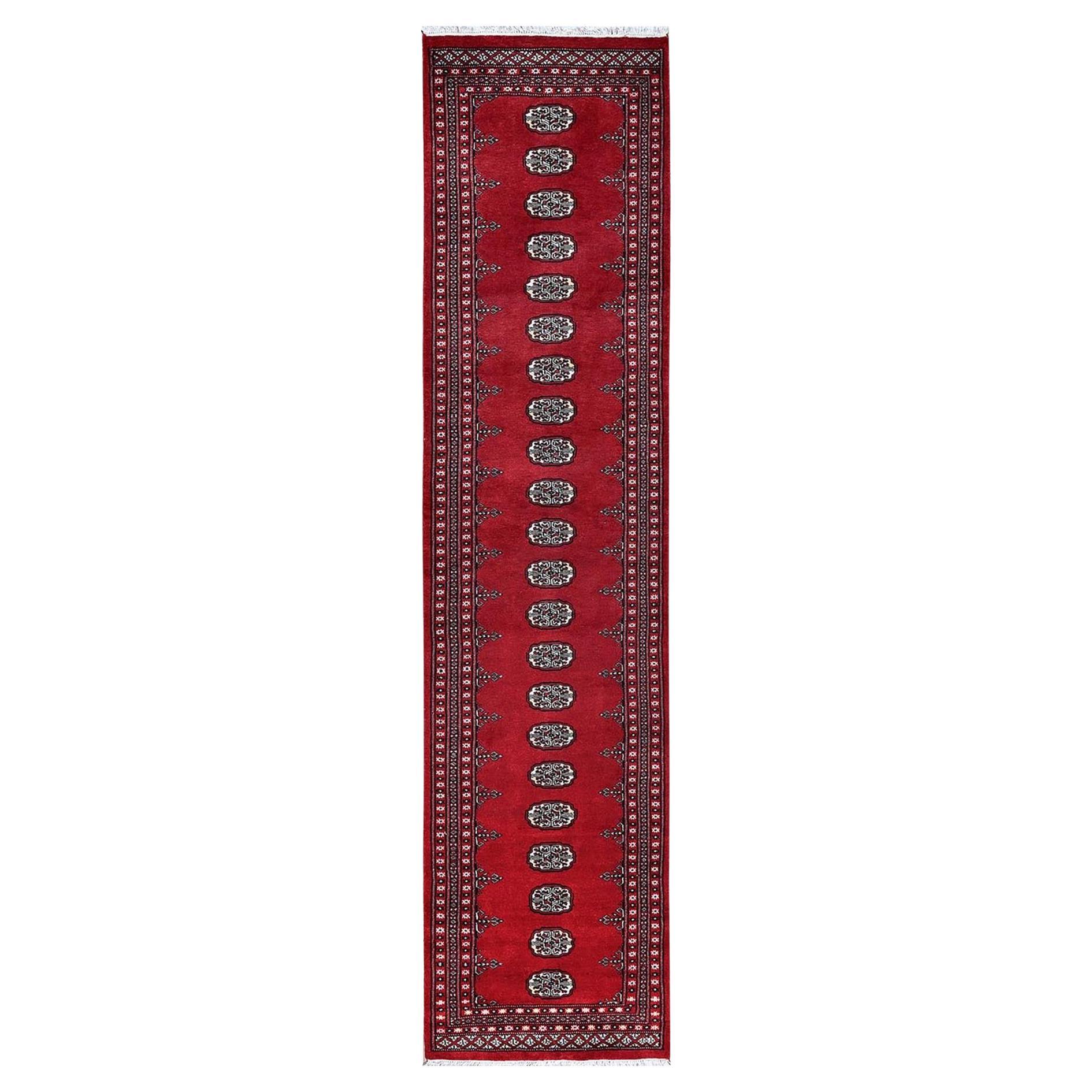 2'7 "x11'10" Red Princess Bokara Tribal Medallions Tappeto da corsa in lana annodato a mano