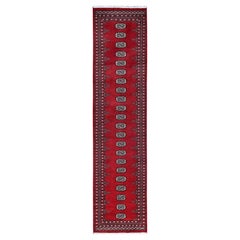 2'7 "x11'10" Red Princess Bokara Tribal Medallions Tappeto da corsa in lana annodato a mano