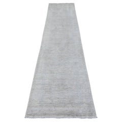 2'7"x11'2" Spring White, White Wash Peshawar, Hand Knotted, Wool Runner Rug 2'7"x11'2" Spring White, White Wash Peshawar, Hand Knotted, Wool Runner Rug