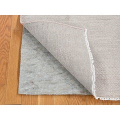 2'7"x11'3" Pink Grass Design Gabbeh Wool and Silk Hand Knotted Runner Rug