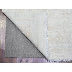 2'7"x11'3" White Wash Peshawar Wool Hand Knotted Oriental Rug