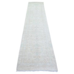 2'7"x11'3" White Wash Peshawar Wool Hand Knotted Oriental Rug