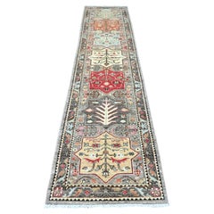 2'7"x11'6" Gray Peshawar Caucasian Akstafa Design Hand Knotted Wool Runner Rug