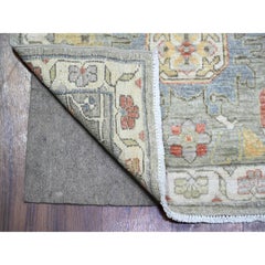 2'7"x11'9" Echo Gray, Pure Wool Hand Knotted, Finer Peshawar Runner Rug