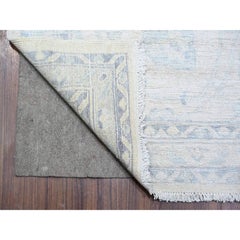 2'7"x11'9" Porcelain White Wool Hand Knotted Porcelain White Runner Oriental Rug