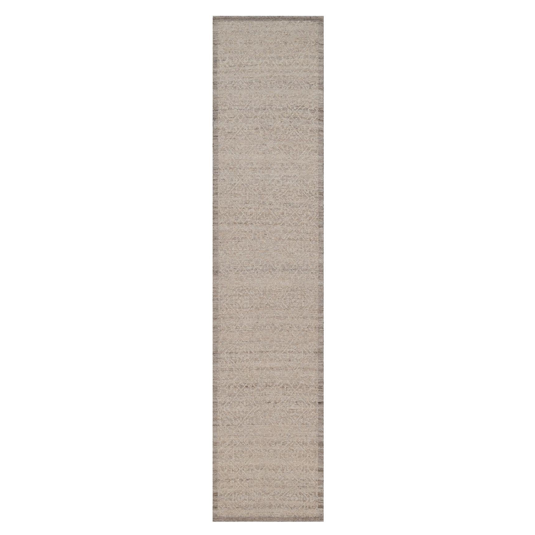 2'7 "x12' Beaver Brown Textured Hand Knotsted Modern Design Pure Wool Runner Rug (tapis de course en pure laine) en vente