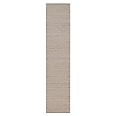 2'7"x12' Beaver Brown Textured Hand Knotted Modern Design Pure Wool Runner Rug