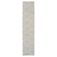 2
7"x12
 Beige Wool and Silk Hand Loomed Fine Jacquard Runner  Rug