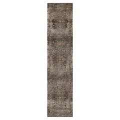 2
7 "x12
 Brown Erased Flower Design annodato a mano in seta con struttura in lana Runner Rugs