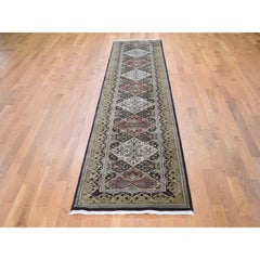2'7"x12' Brown Tabriz Garden Design Runner Hand Knotted Pure Wool Oriental Rug