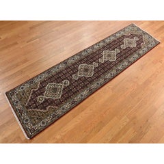 2'7 "x12' Rojo Cosmos Chocolate, Tabriz Mahi, Alfombra de Correr 100% Lana Anudada a Mano