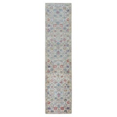 2'7 "x12' Soie colorée avec laine texturée Tabriz Design Runner Tapis noué à la main