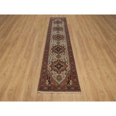 2'7 "x12' Ivory Antiqued Fine Heriz Re-Creation All Wool Hand Knots Rugs (Tappeto da corsa in lana annodata a mano)