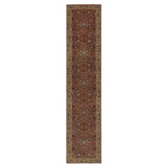2'7 "x12' Tapis de course rouge en laine douce nouée à la main, antique et fine Heriz Re-Creation