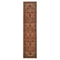 2'7"x12' Red, Pure Wool Hand Knotted Antiqued Fine Heriz Re-Creation Runner Rug