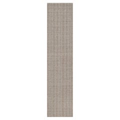 2'7 "x12' Tan Brown Natural Wool Salt and Pepper Effect Hand Loomed Runner Rug