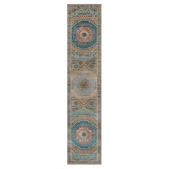 2'7"x12'1" Brown Hand Knotted Mamluk Design Textured Wool and Silk Runner Rug