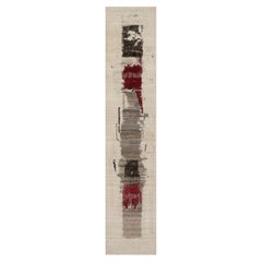 2'7"x12'10" Ivory Modern Gabbeh Avant Garde Design Hand Knotted Wool Runner Rug