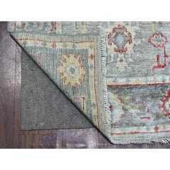 2'7"x12'2" Gray Angora Ushak Pure Wool Hand Knotted Oriental Runner Rug
