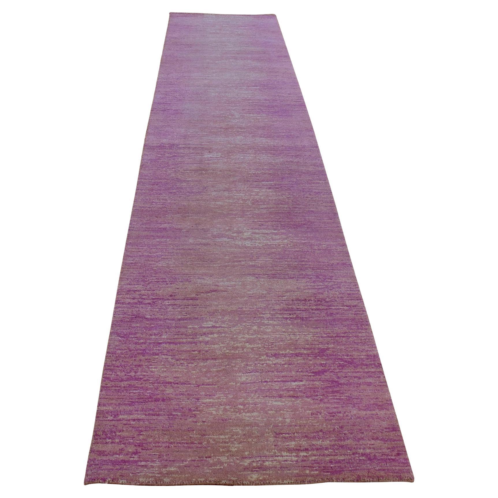 Tappeto Runner Orientale Solo Pile Rosa Pura Lana 2
7 "x12
3" Annodato a Mano Zero Pile