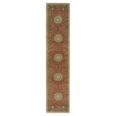 2
7"x12
4" Upsdell Red Hand Knotted Wool Antiqued Haji Design Runner Rug