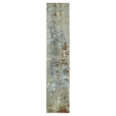 2'7"x12'6" Gray-Beige Abstract with Galaxy Design Wool Hand Knotted Runner Rug