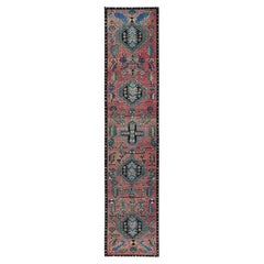 2'7"x12'7" Red Overdyed Vintage Northwest Persian Hand Knotted Wool Runner Rug