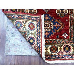 2'7"x13' Berry Red Natural Wool Hand Knotted Afghan Super Kazak Runner Rug