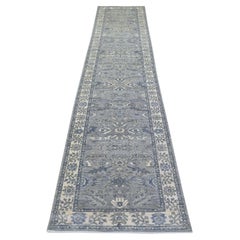 2
7"x13
1" Gray Afghan Wool Natural Dyes Hand Knotted Fine Peshawar Runner Rug