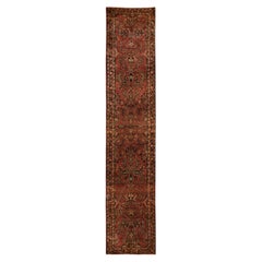 2'7" x 13'4", violett, antiker persischer Sarouk-Teppich aus 100 % Wolle, handgeknüpfter Läufer