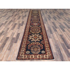 2'7"x13'6" Space Cadet Afghan Super Kazak Wool Hand Knotted Runner Oriental Rug