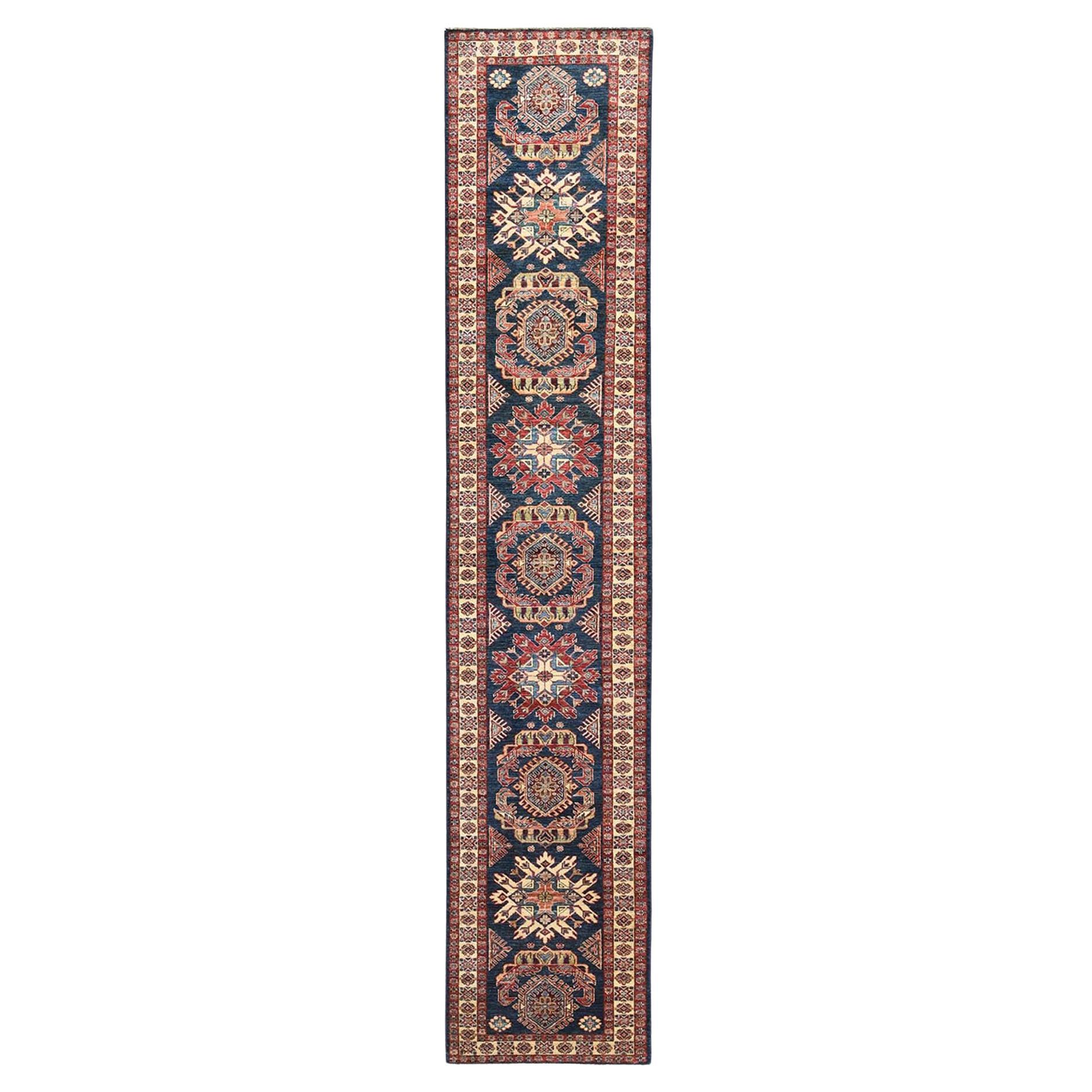 2'7"x13'6" Space Cadet Afghan Super Kazak Wool Hand Knotted Runner Oriental Rug