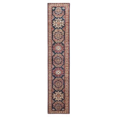 2'7"x13'6" Space Cadet Afghan Super Kazak Wool Hand Knotted Runner Oriental Rug