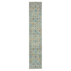 2
7"x13
9" Arctic Blue Sultanabad Reimagined Hand Knotted Pure Wool Runner Rug