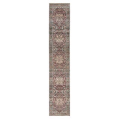 2'7 "x14' Cordovanrote Wolle Heris Revival Handgeknüpfter Läufer Orientteppich